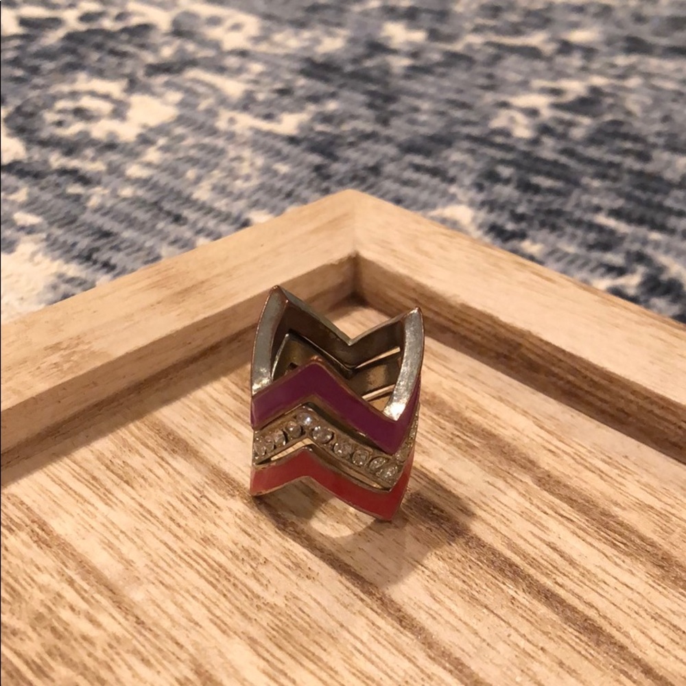 anthropologie | chevron ring stack